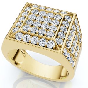 3Ct Diamant Herren Cluster Jahrestag Ehering in 10k Gelbgold