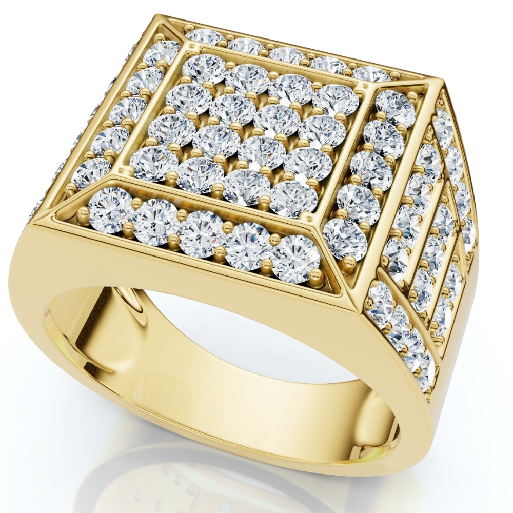 3Ct Diamant Herren Cluster Jahrestag Ehering in 10k Gelbgold