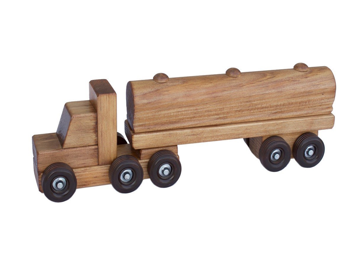 Wooden Tanker Semi Truck Spielzeug, klein, kindersichere Oberfläche