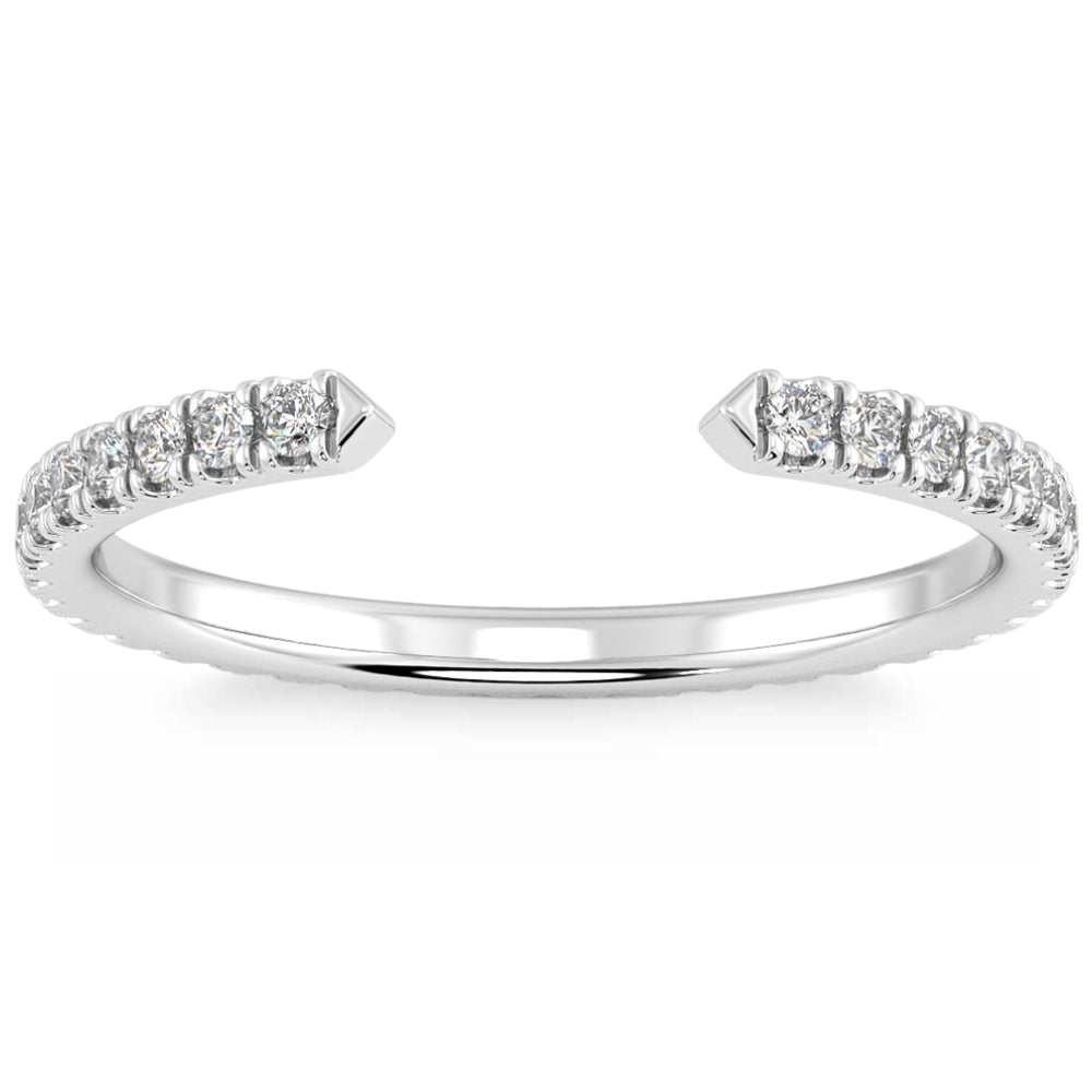 1/2 ct Pave Diamant offenen Ehering 14k Gold stapelbar Band Lab gewachsen