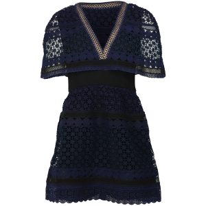 Self-Portrait Guipure Lace Cape Kleid aus blauem Polyester 7766547365948