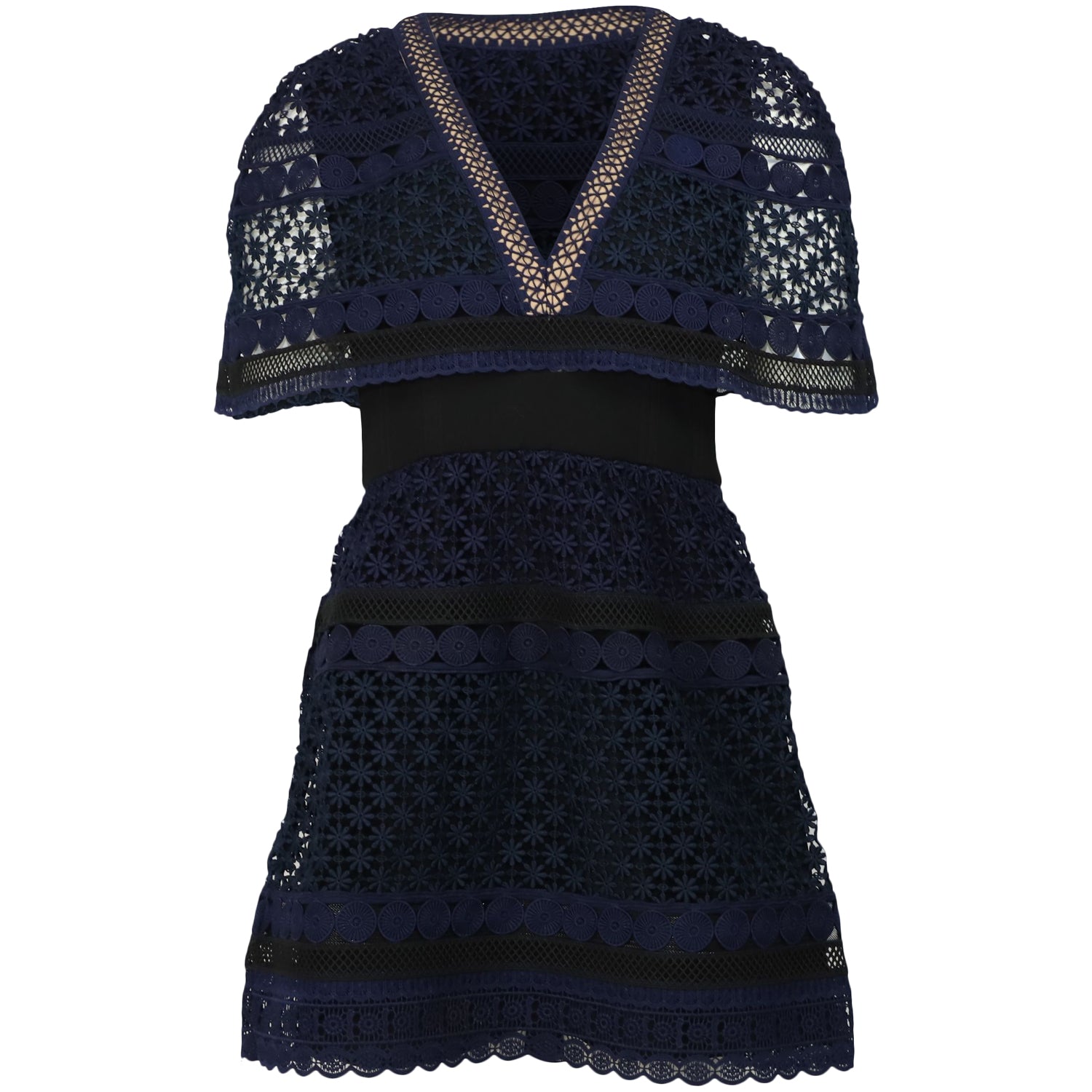 Self-Portrait Guipure Cape Kleid aus blauem Polyester