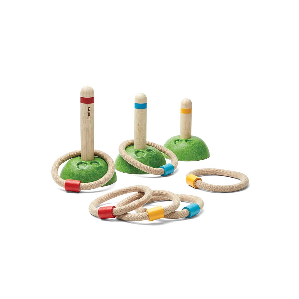 PlanToys Meadow – Umweltfreundliches, ungiftiges Ringwurfspiel aus Holz
