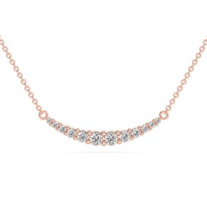 1/2 ct TW Diamant abgestufte Bar Halskette 14k Gold Lab gewachsen Anhänger 28mm
