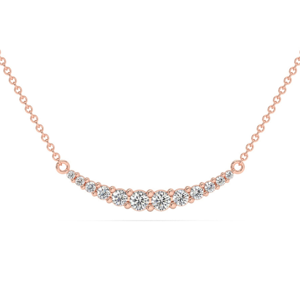 1/2 ct TW Diamant abgestufte Bar Halskette 14k Gold Lab gewachsen Anhänger 28mm