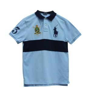 Ralph Lauren Große Pony Poloshirt aus hellblauer Baumwolle 7766543368252