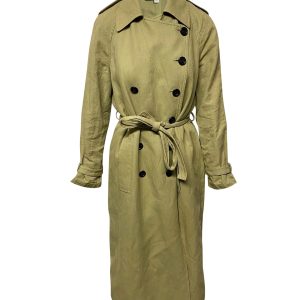 Robert Rodriguez Zweireihiger Trenchcoat mit Schärpe aus brauner Baumwolle