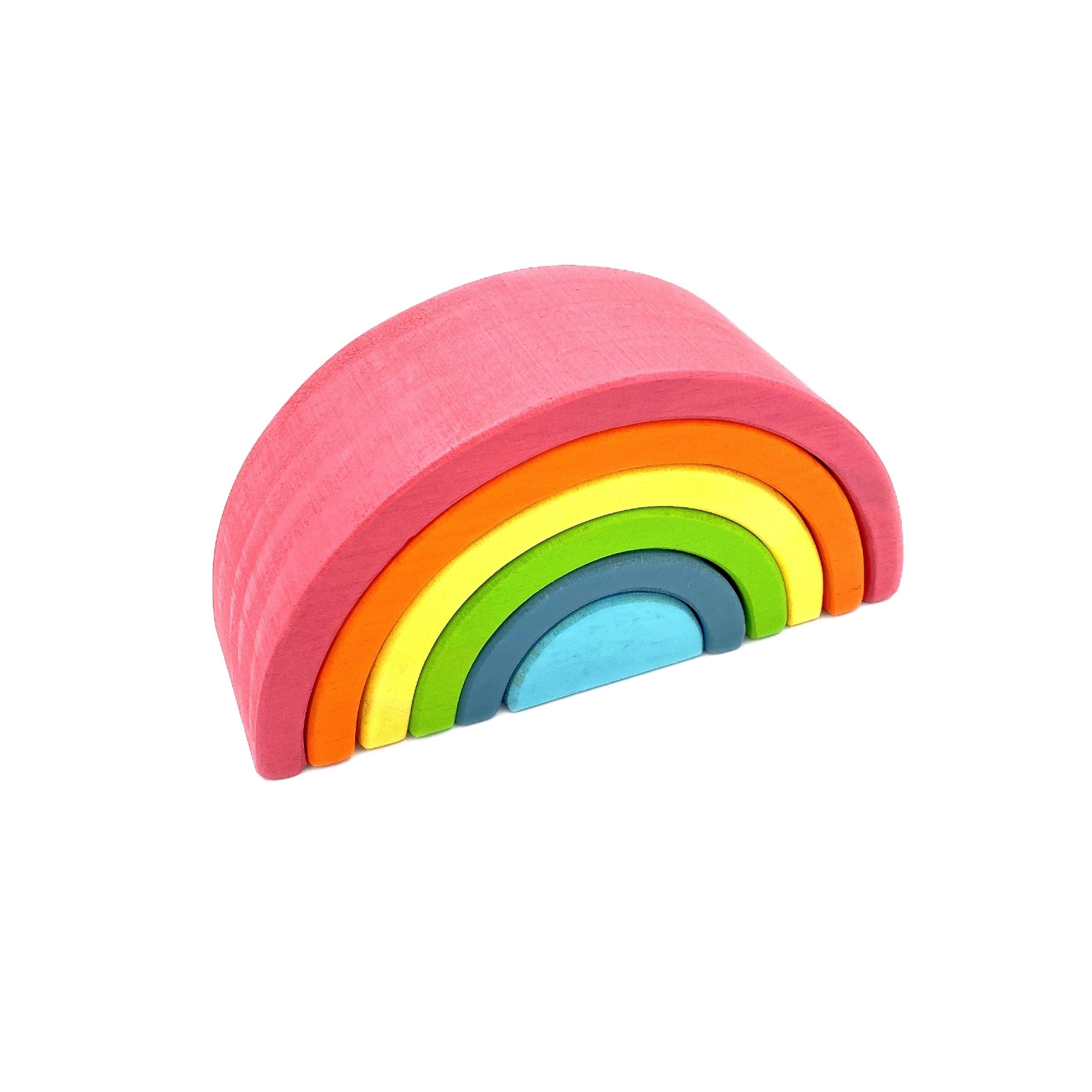 6 Stück kleine Regenbogen Stapeln Blöcke in Pastell / Macaron Farben