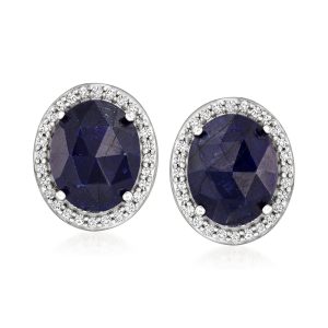 Ross-Simons Saphir und. Weiße Topas Ohrstecker in Sterling Silber