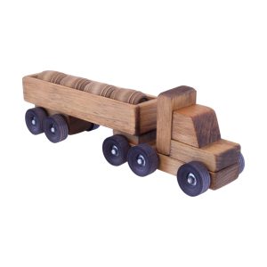 Holzfass-LKW-Spielzeug mit abnehmbaren Holzfässern, kindersicherer Erntebeize-Finish