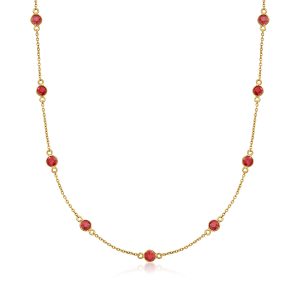 Ross-Simons Rubin Station Halskette aus 18kt Gold über Sterling