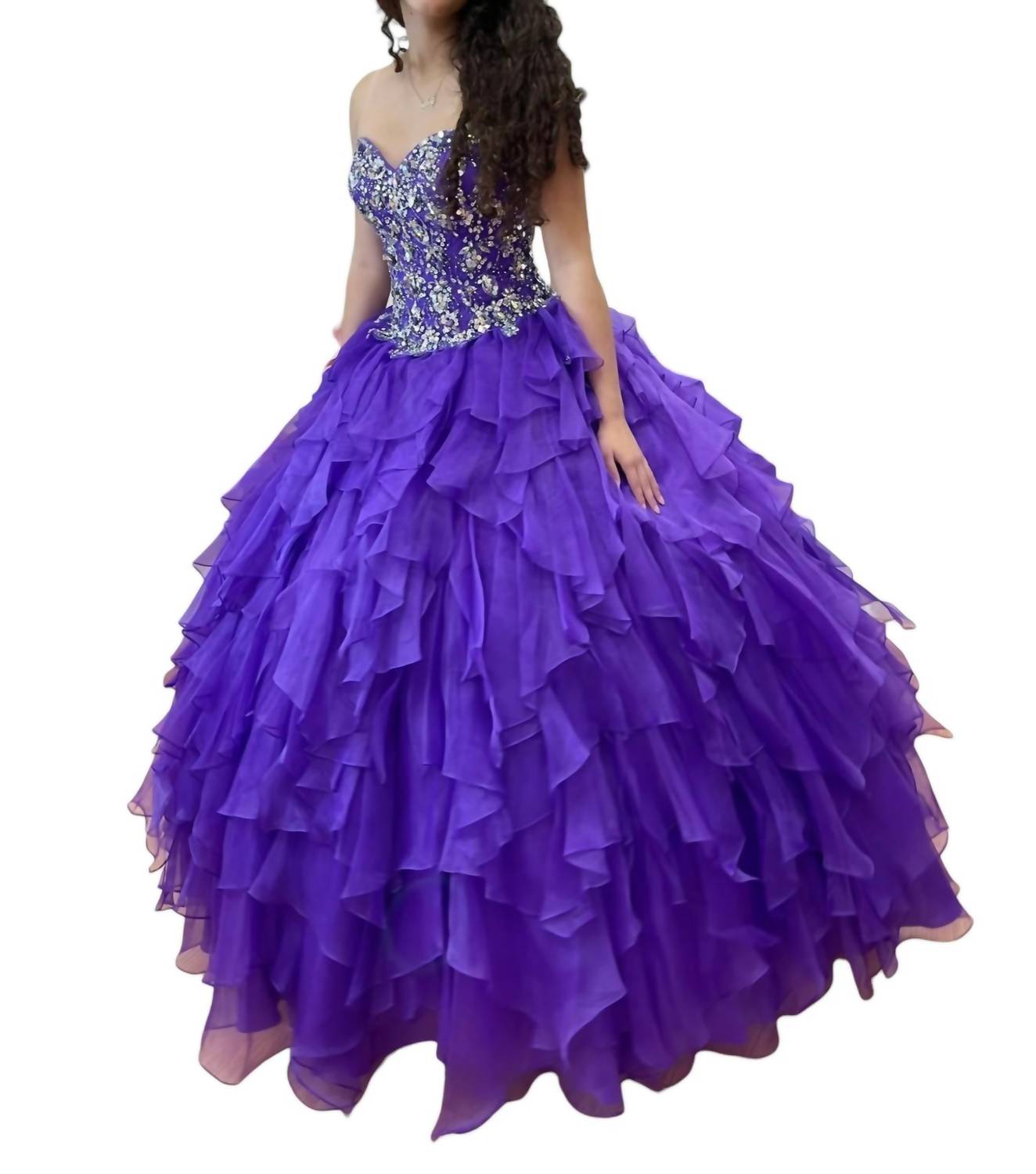Schulterfreies Quinceañera Kleid in Lila