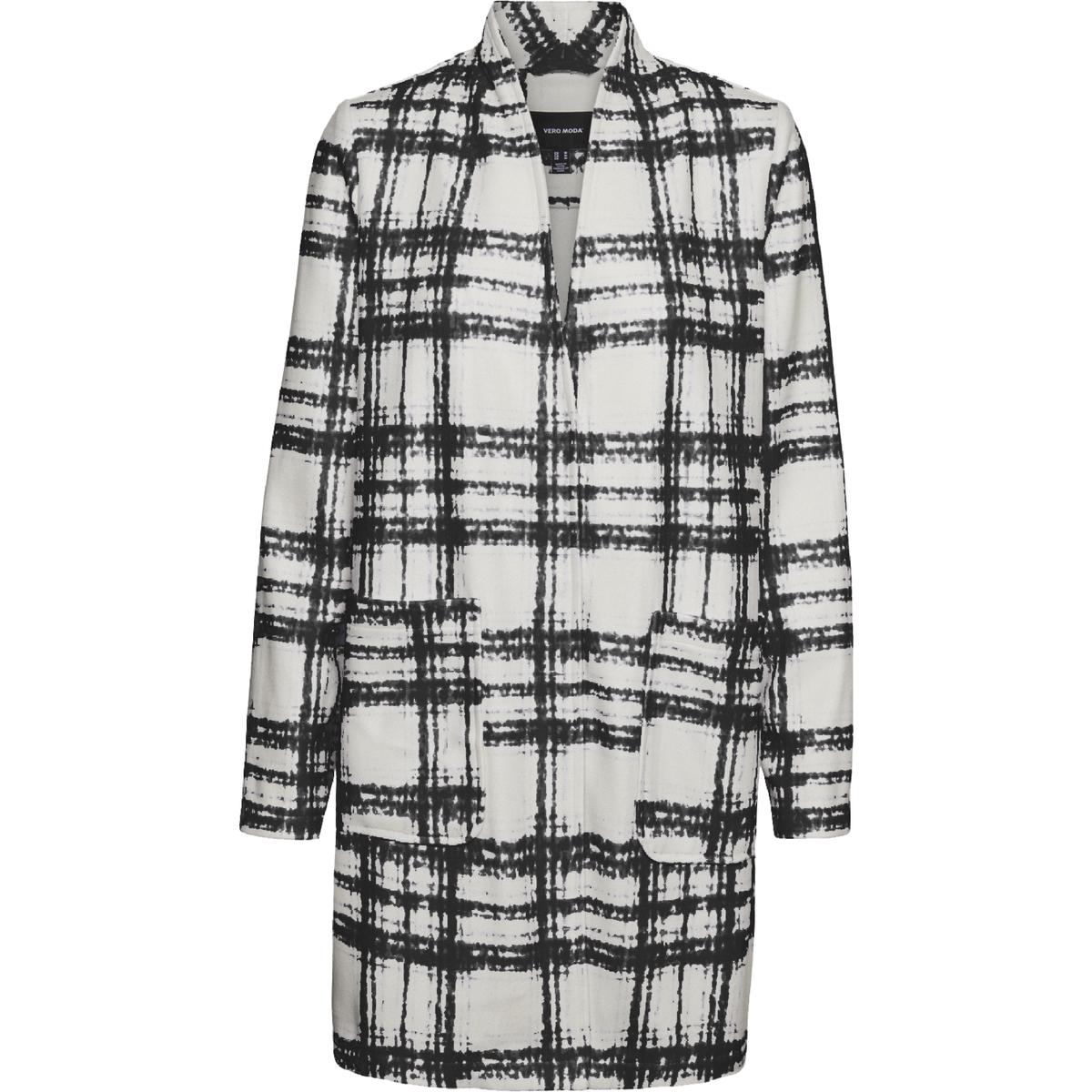 Lange Jacke mit gebürstetem Freja kariert Muster