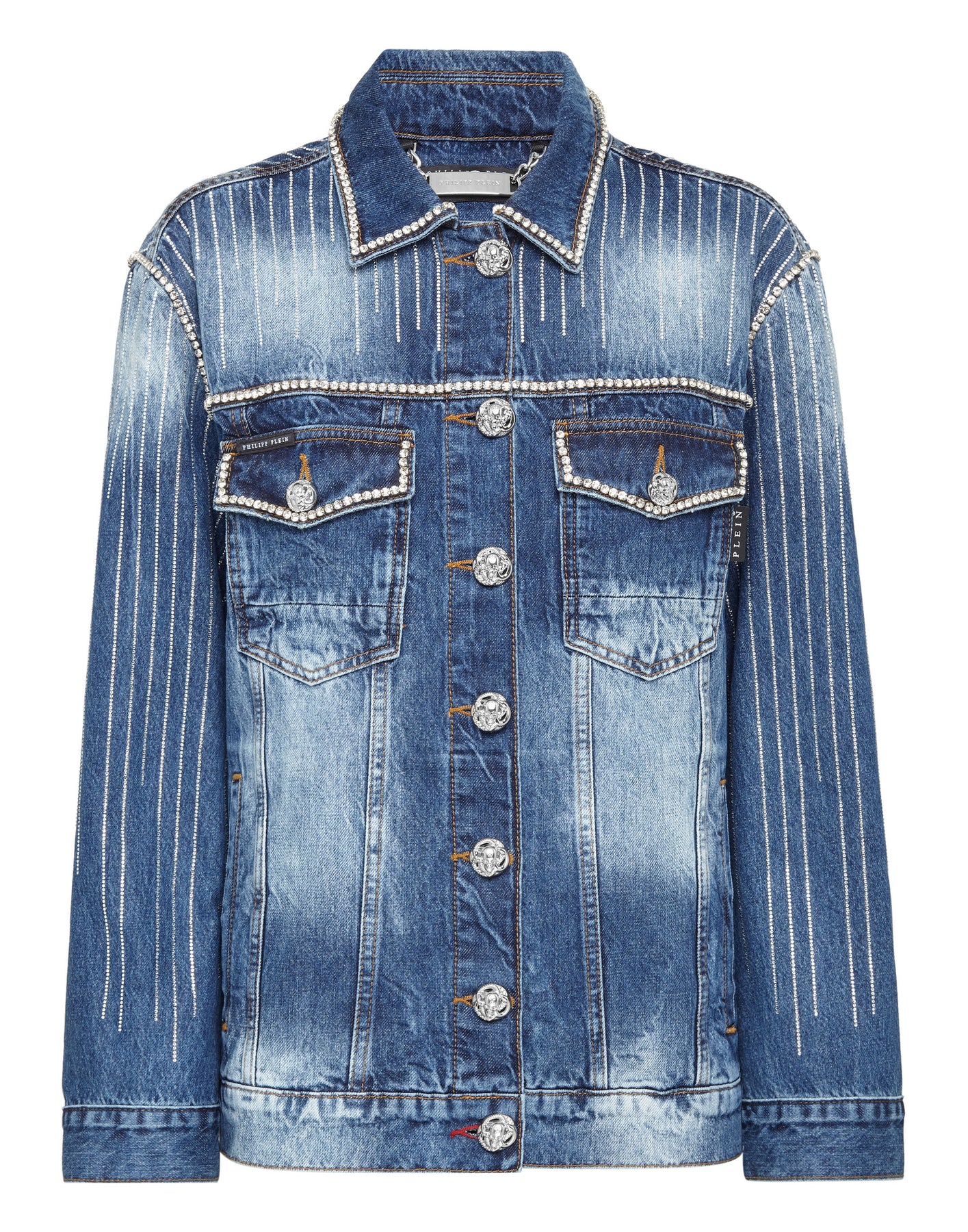 Jeansjacke Kristall Fringe
