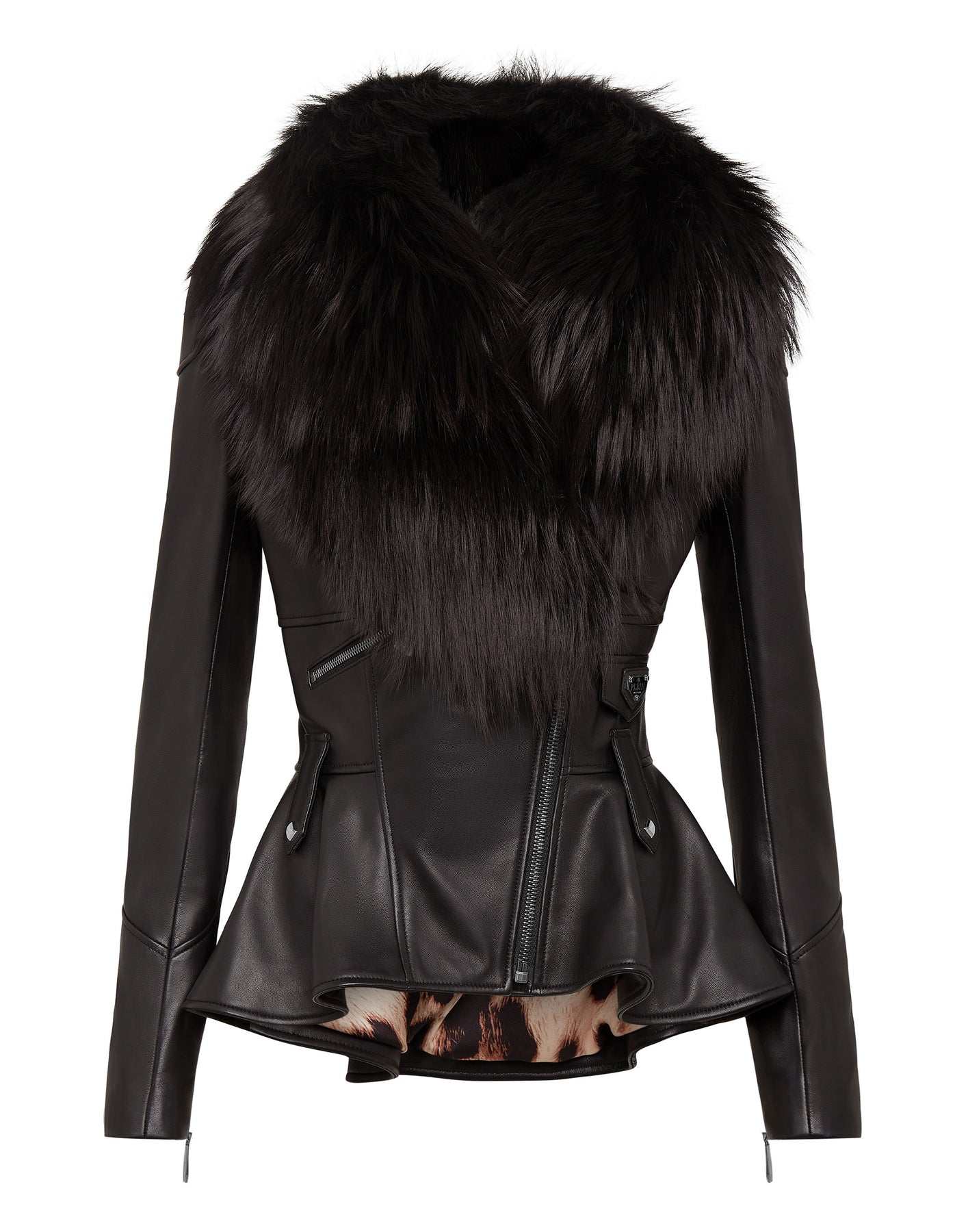 Leder Biker Pelzkragen Iconic Plein