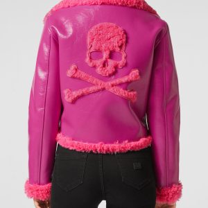 Eco Scheren kurze Biker Jacke Totenkopf & Knochen 7676713893948