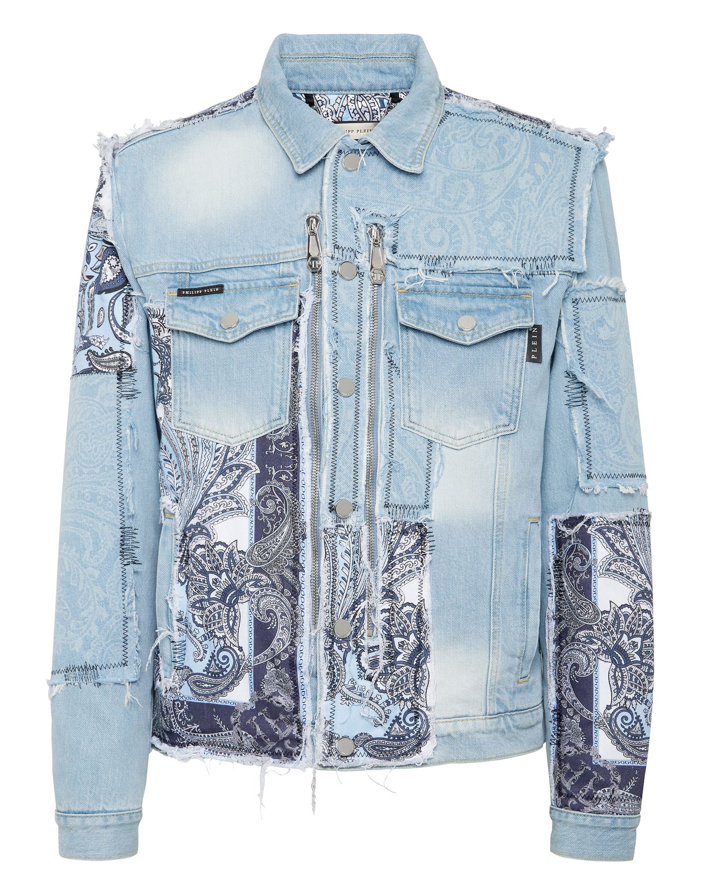 Denim Jacke paisley bandana Patchwork 7676702982204