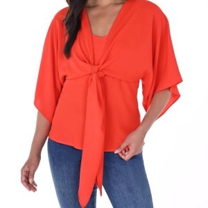 Draped Open Front Strickjacke in Rouge 7676699803708