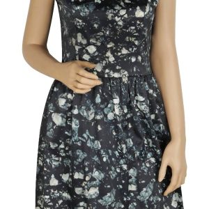 Open Back Skirted ärmelloses Kleid in grüner blumiger Farbe 7676700622908