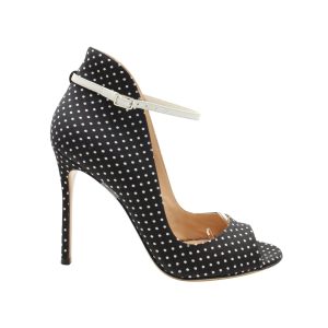 Gianvito Rossi Polka Dot Peep Toe Pumps aus schwarzer Baumwolle 7766608412732