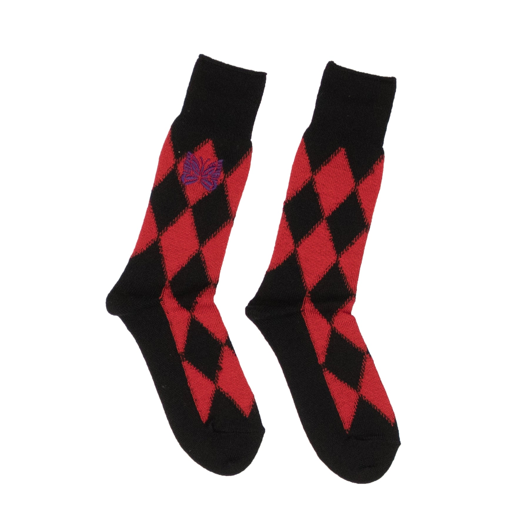 Nadeln Argyle Socken – Schwarz/Rot