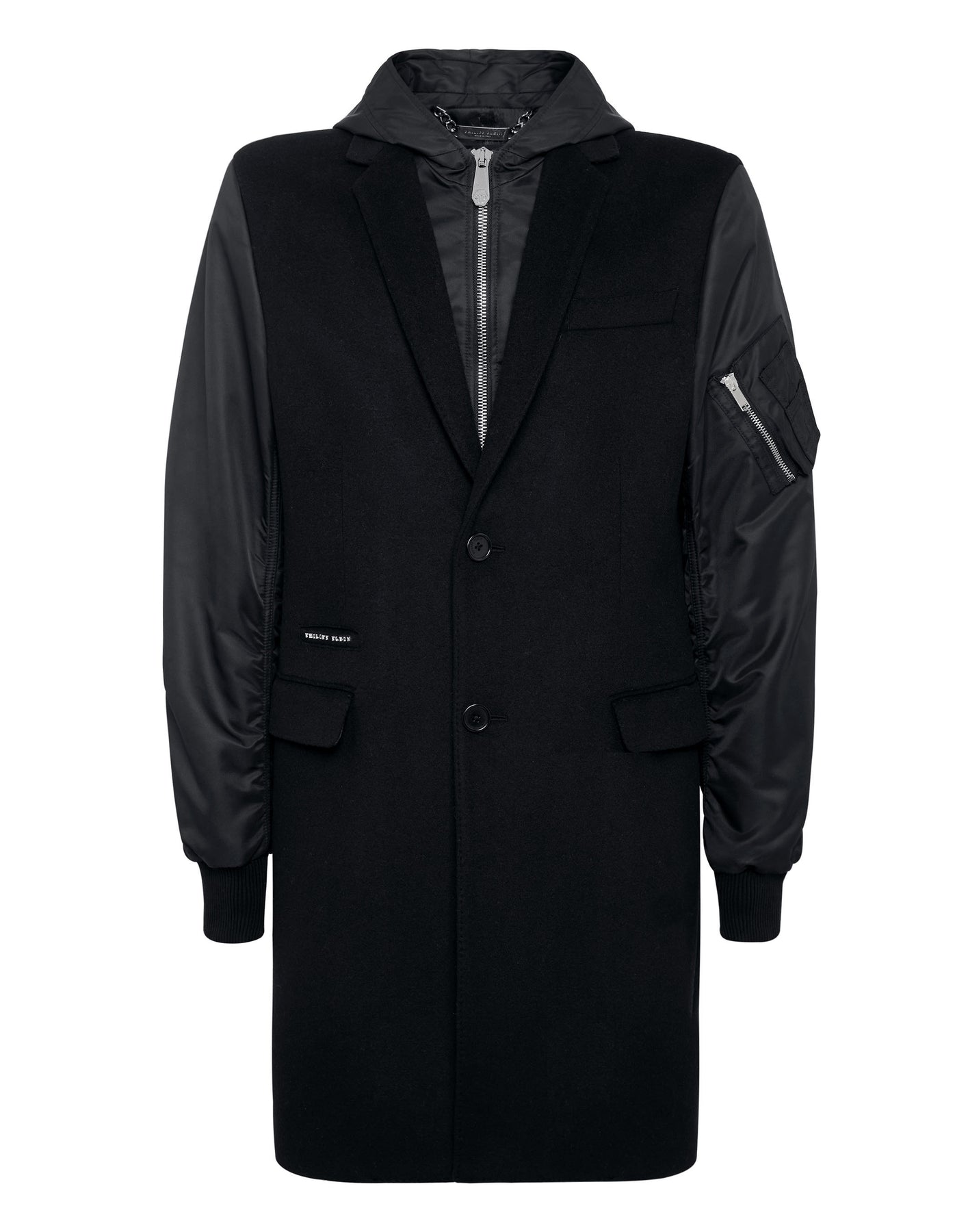 Langer Kapuzenpullover Mantel
