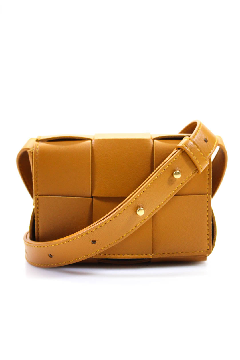 Bottega Veneta Damen Süßigkeiten Kassette Intrecciato Leder Umhängetasche Hellbraun