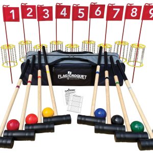Amish-Made Deluxe Flag Croquet Golf Game Set, mit Reisetasche