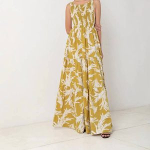 Low-Back gerafft Maxikleid in einer Memoire