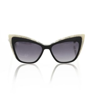 Frankie Morello Chic Cat Eye Sonnenbrille mit Elfenbein Damen Akzente