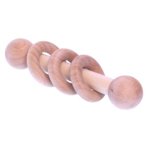Amish-Made Holz 3-Ring Baby Rattle Spielzeug – unvollendetes Holz – 3-4′′ lang