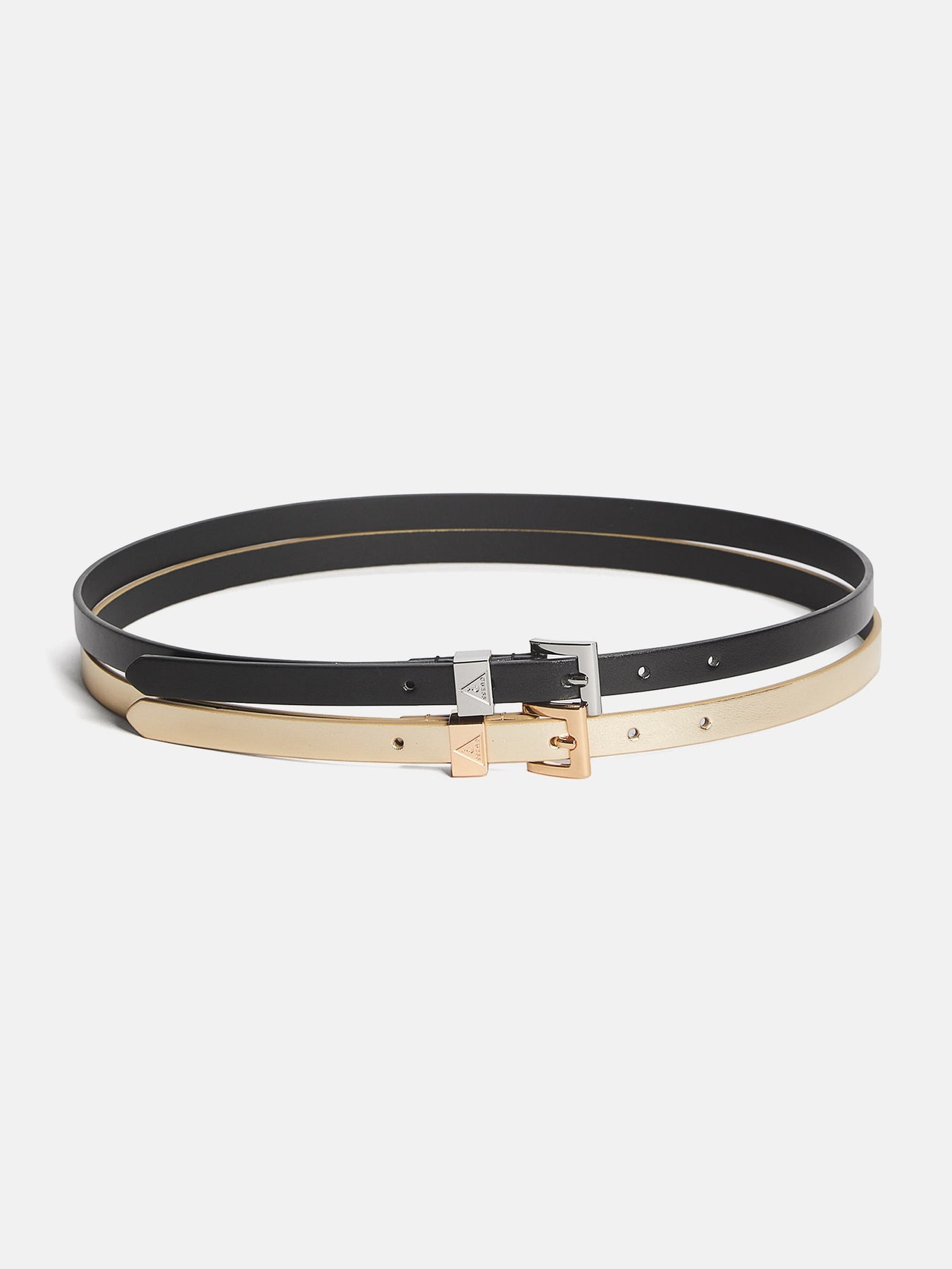 Schwarzer und goldener Skinny Gürtel Two Packung