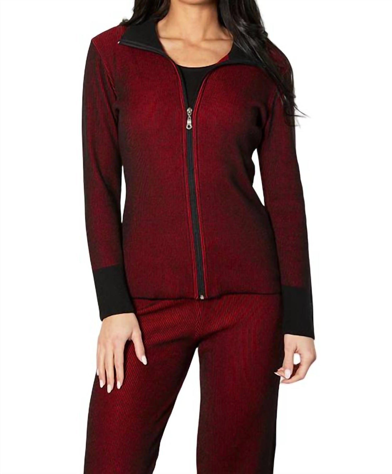 Two Tone Strickjacke mit Rippenmuster in Schwarz