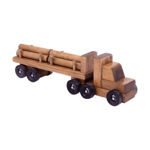 Amish-Made Holzblock Semi Truck Spielzeug, mit abnehmbaren Stämmen
