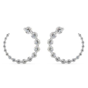 1 1/2ct graduierte Diamant Kreis Ohrringe 14k Gold Journey Studs Lab gewachsen