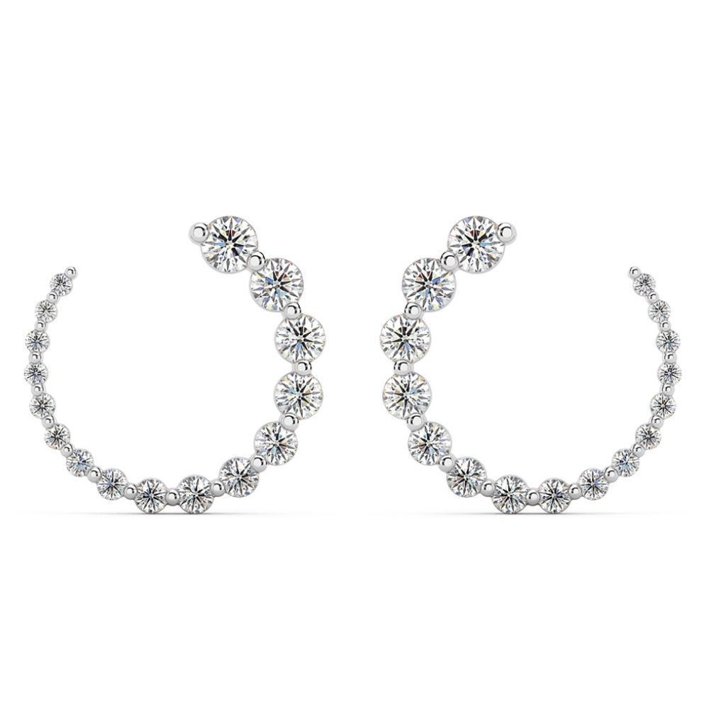 1 1/2ct graduierte Diamant Kreis Ohrringe 14k Gold Journey Studs Lab gewachsen