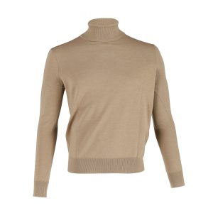 Sandro Paris Funnel Neck Pullover aus beige Wolle