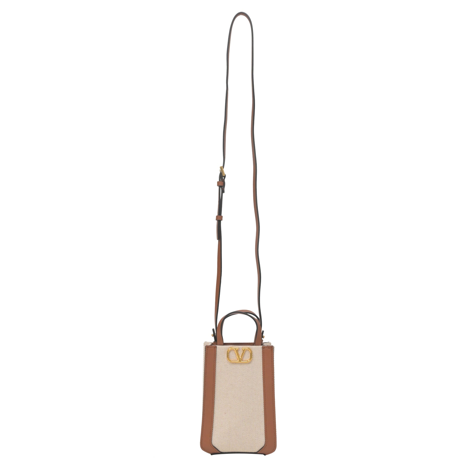 Valentino Garavani Mini V-Logo Umhängetasche aus braunem Leder
