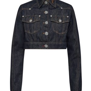 Denim beschnitten Jacke Ketten 7676736733244