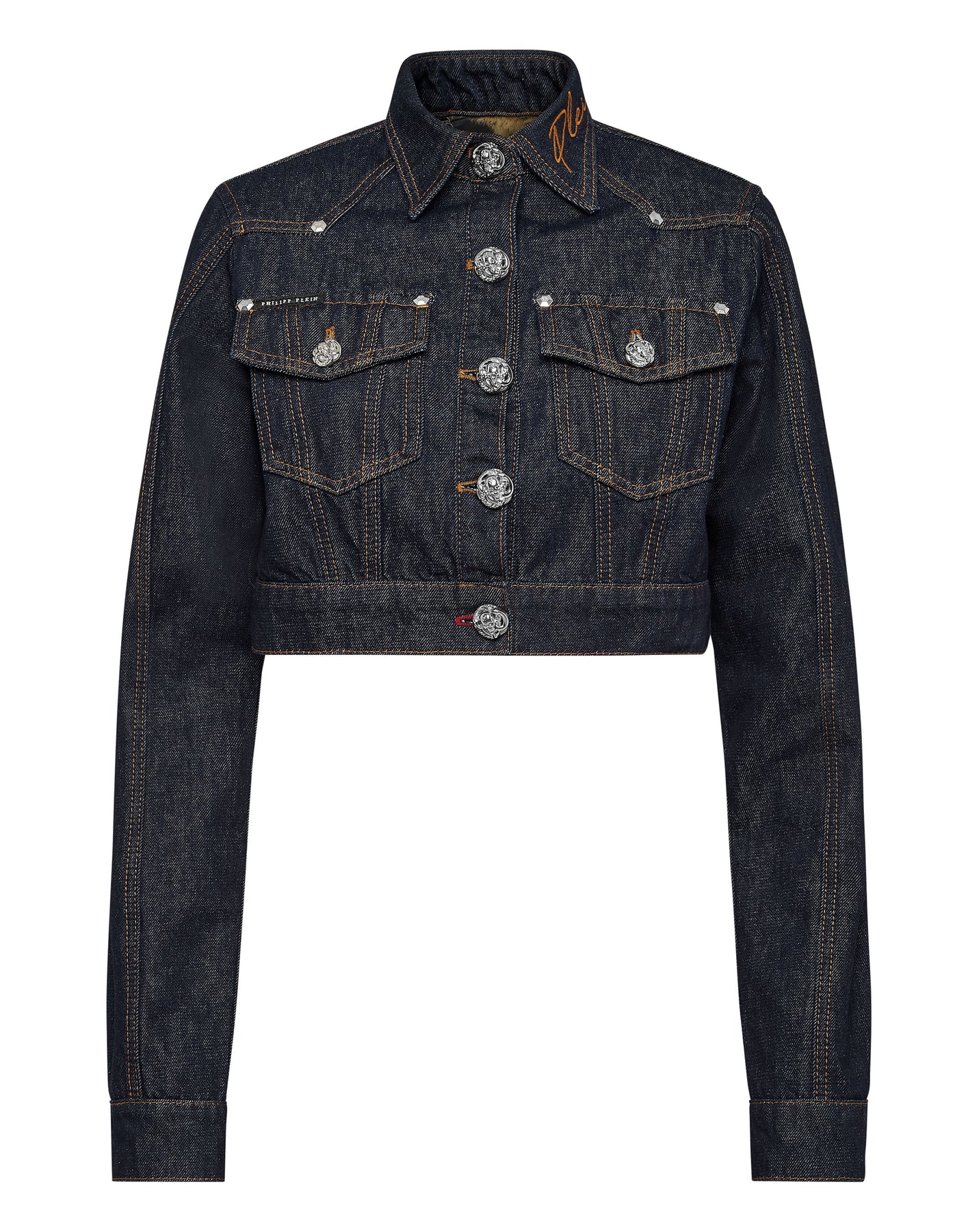 Denim verkürzt Jacke Ketten