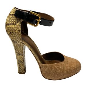 Dolce & Gabbana D'Orsay Pumps aus beigefarbenem Leder mit Tiermuster