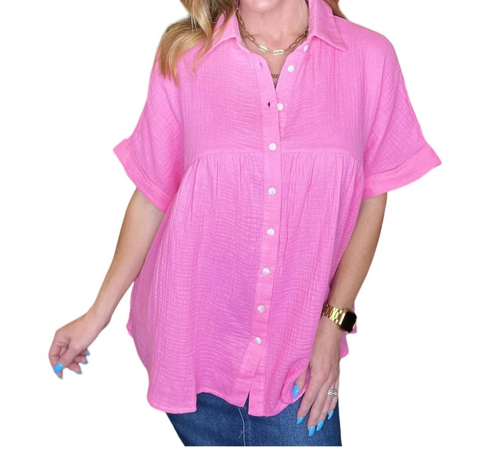 Gaze Babydoll Bluse im rosa Cosmos
