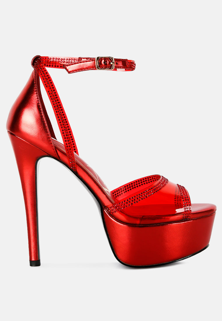 Cinderella Strass verzierte Stiletto Plateau Sandalen