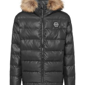 Nylon gepolsterte Jacke mit Fell 7676750004284
