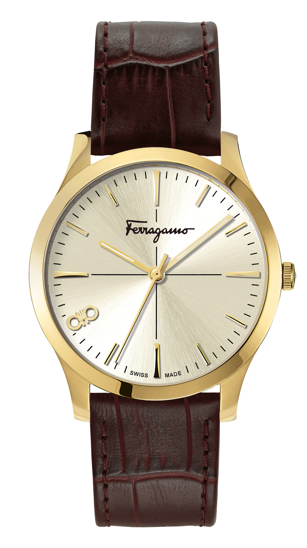 Ferragamo Herren 40mm Gold Quarzuhr