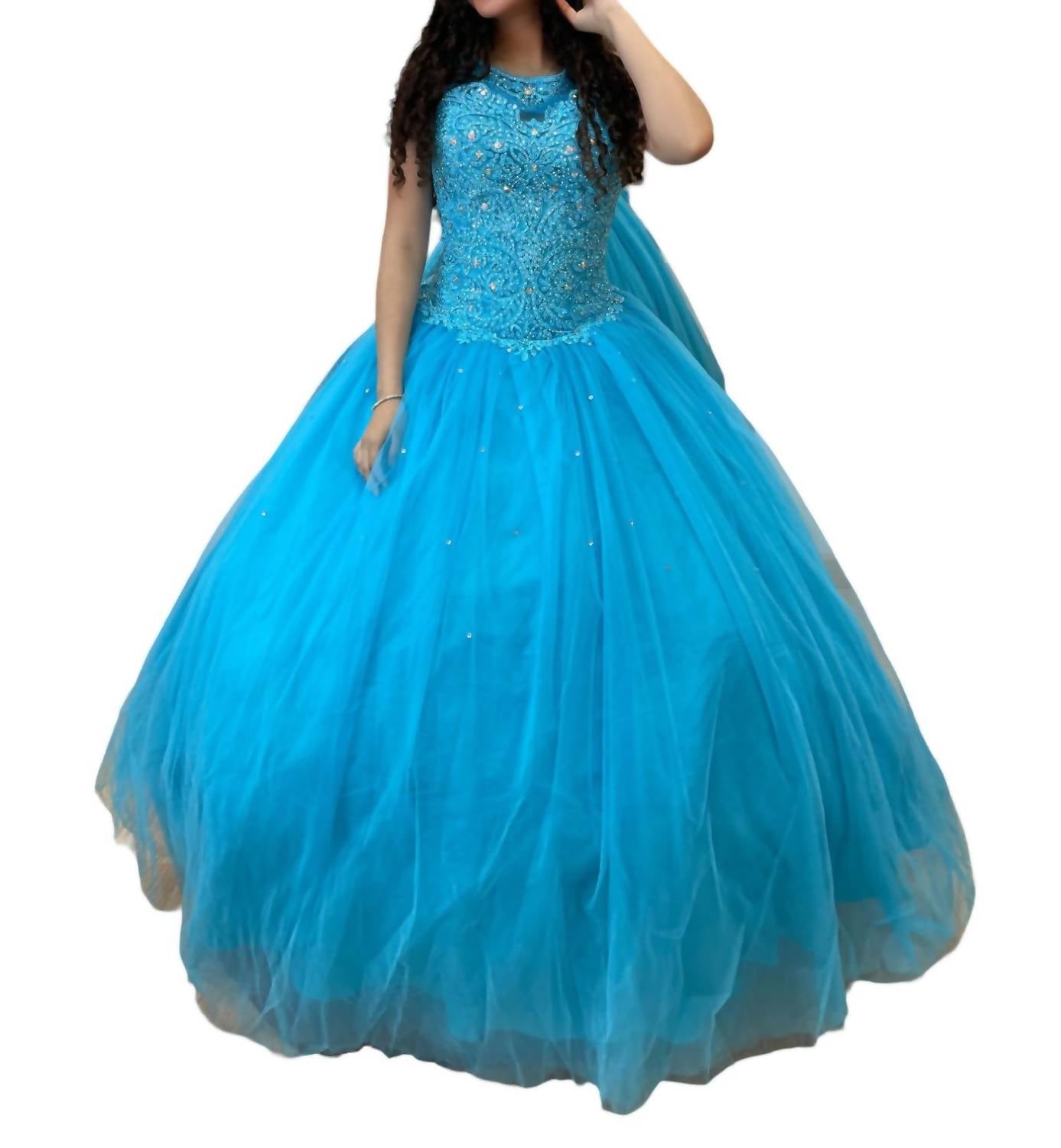 U-Ausschnitt Quinceañera Kleid in Türkis