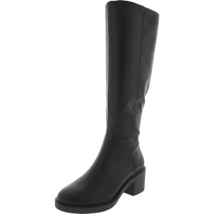 Chrissie P Kunstleder Block Absätze kniehohe Stiefel