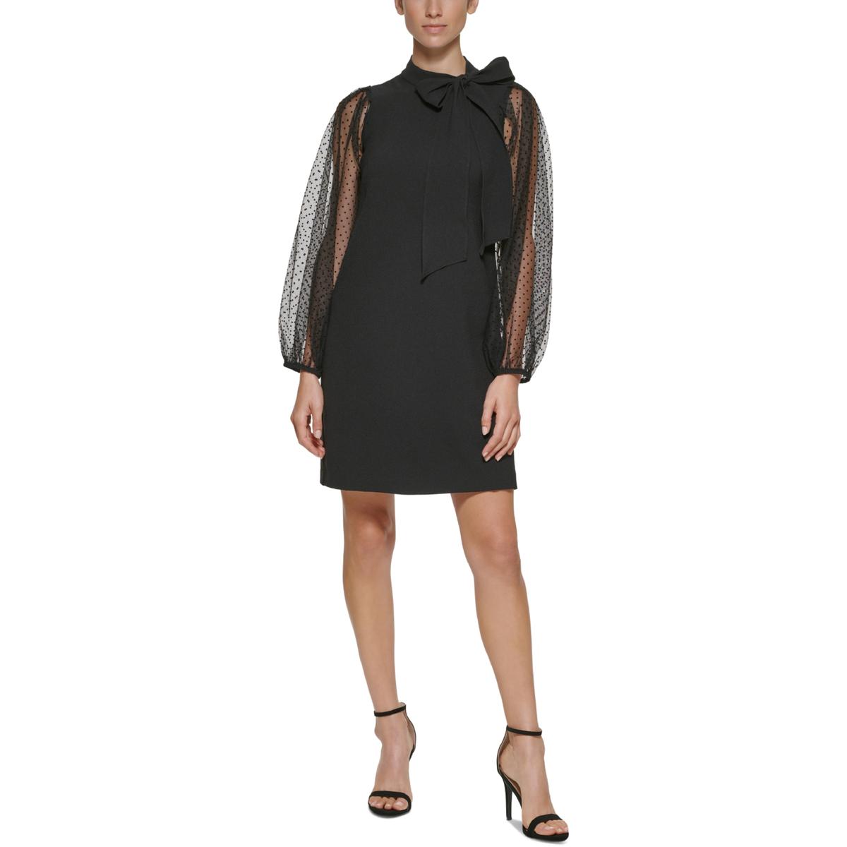 Mesh Dot Knielang Shift Kleid