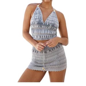 Cosmic Crochet Halter Top in grau 7766658711612