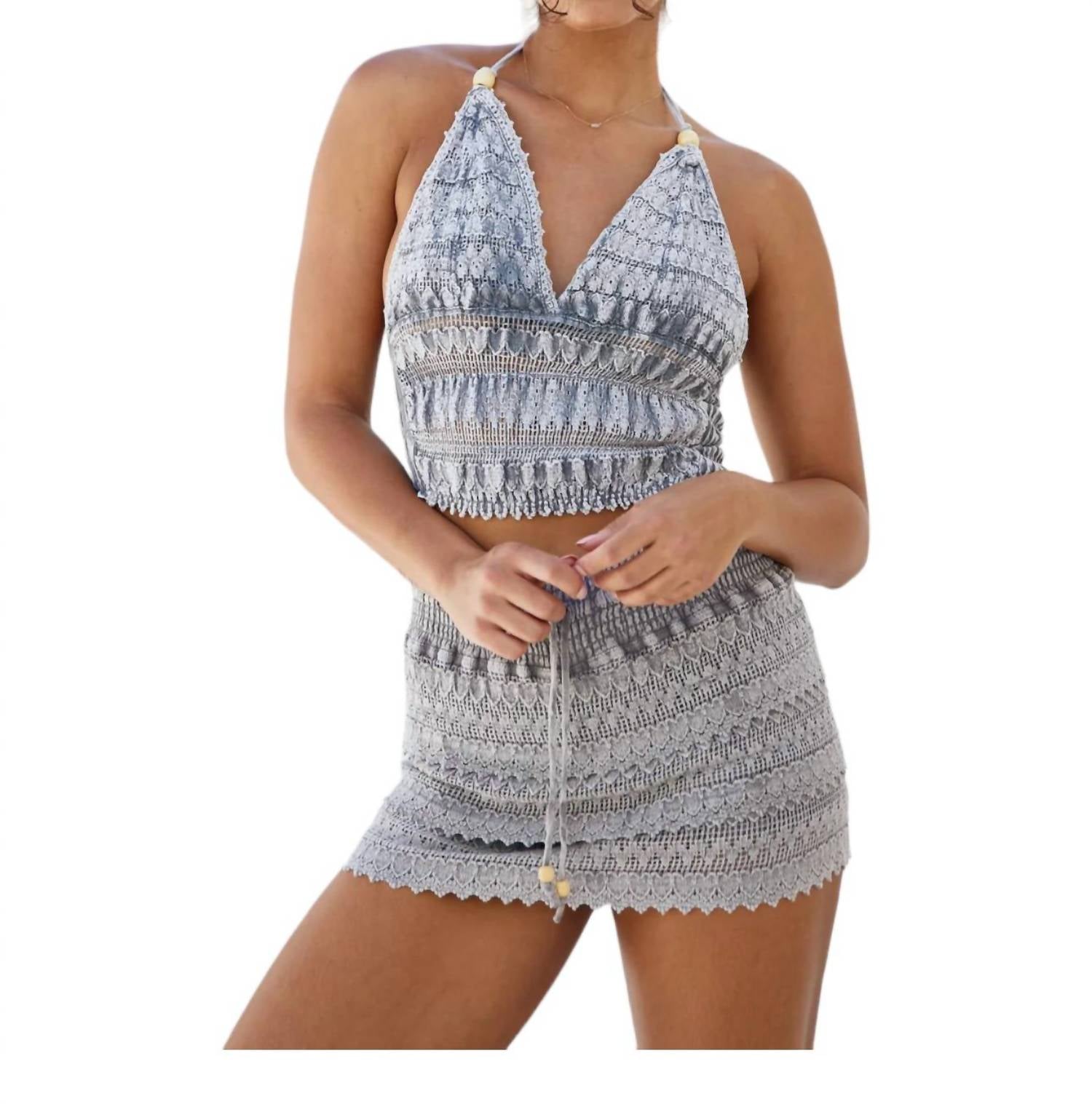 Cosmic häkeln Halter Top in grau